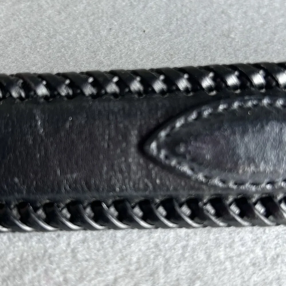 Vintage Men’s Belt Western Style Genuine Leather Black Size 49/100 7096-001